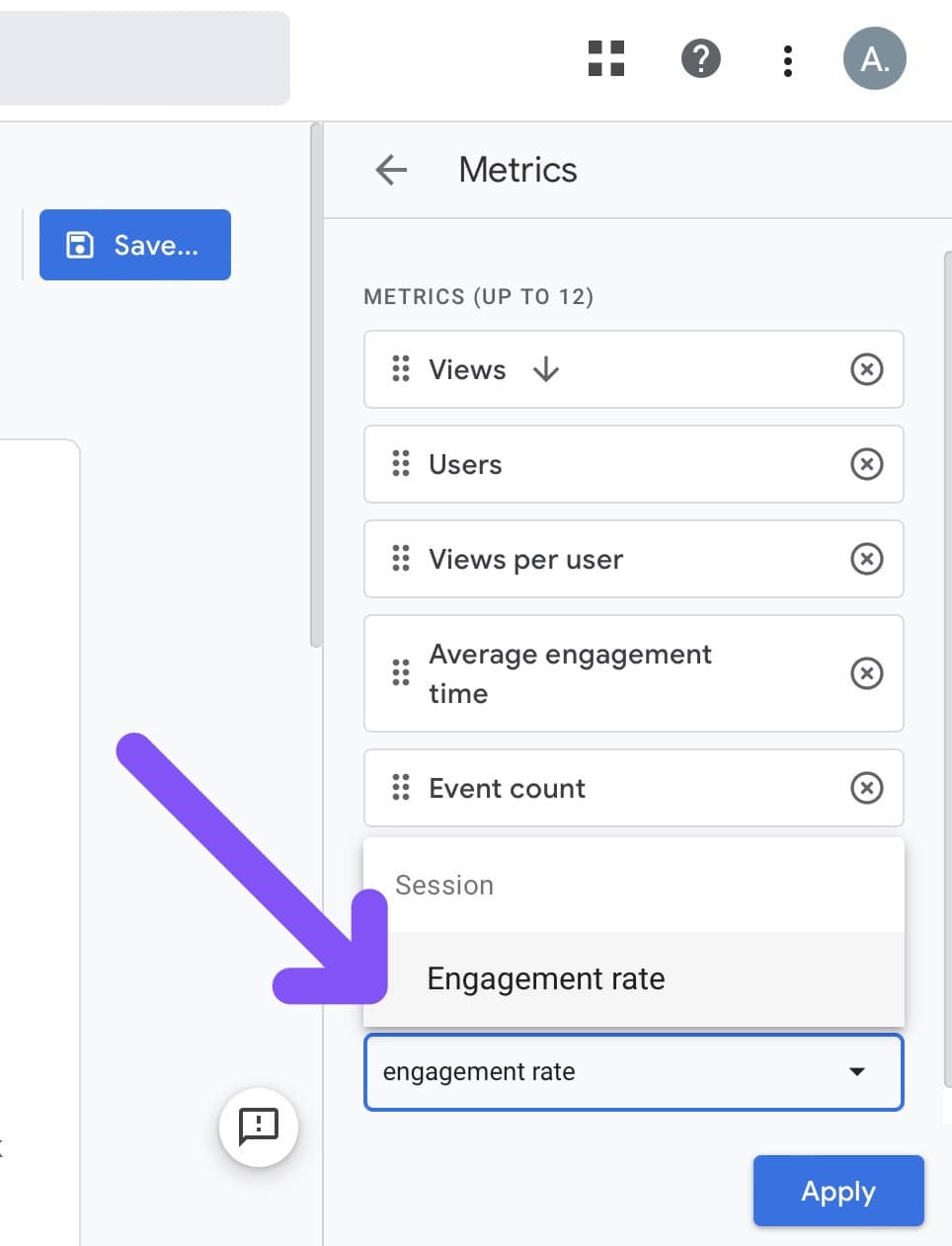 add engagement rate metric to the report