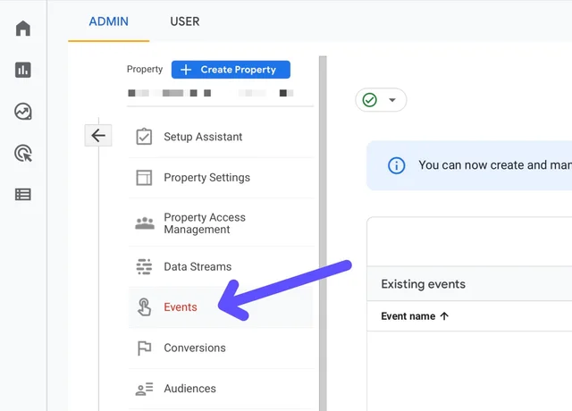 GA4 events section