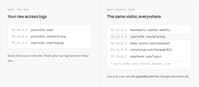 What you see in your raw access logs versus what Google sees across the web