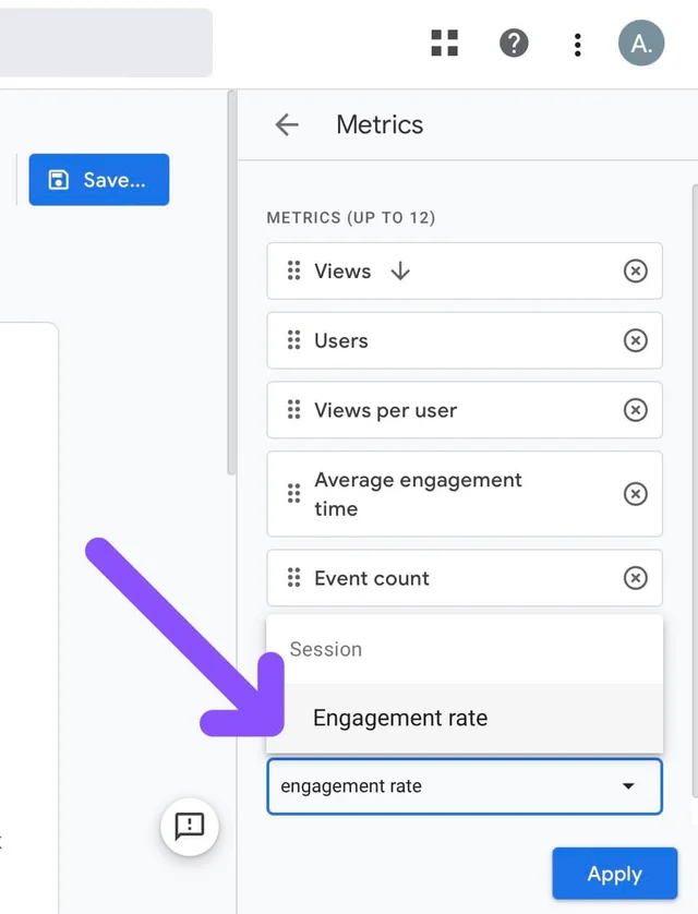 add engagement rate metric to the report