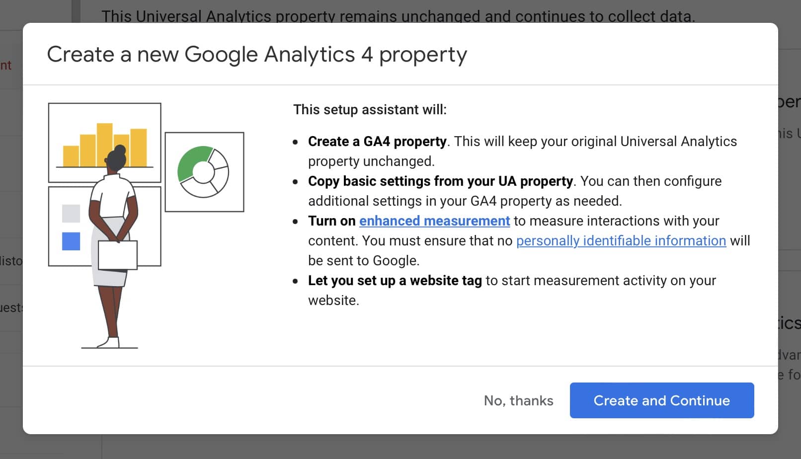 create new google analytics 4 property