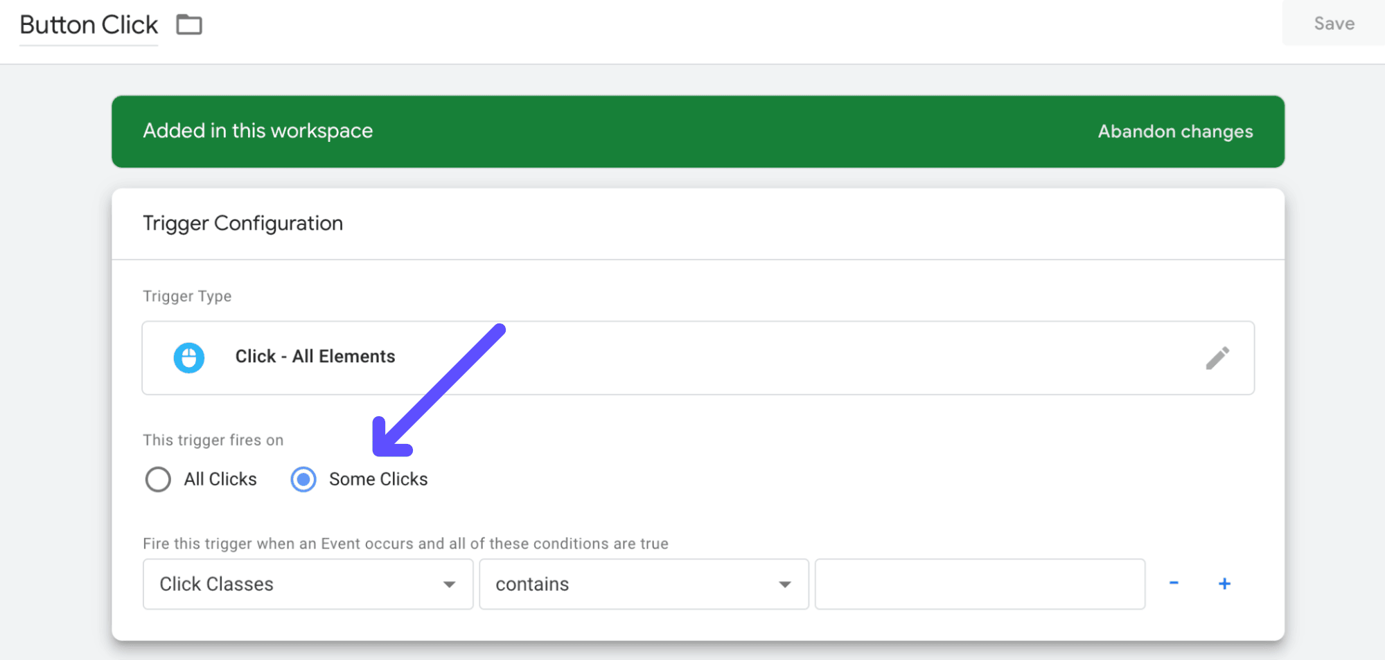 change trigger configuration to some clicks