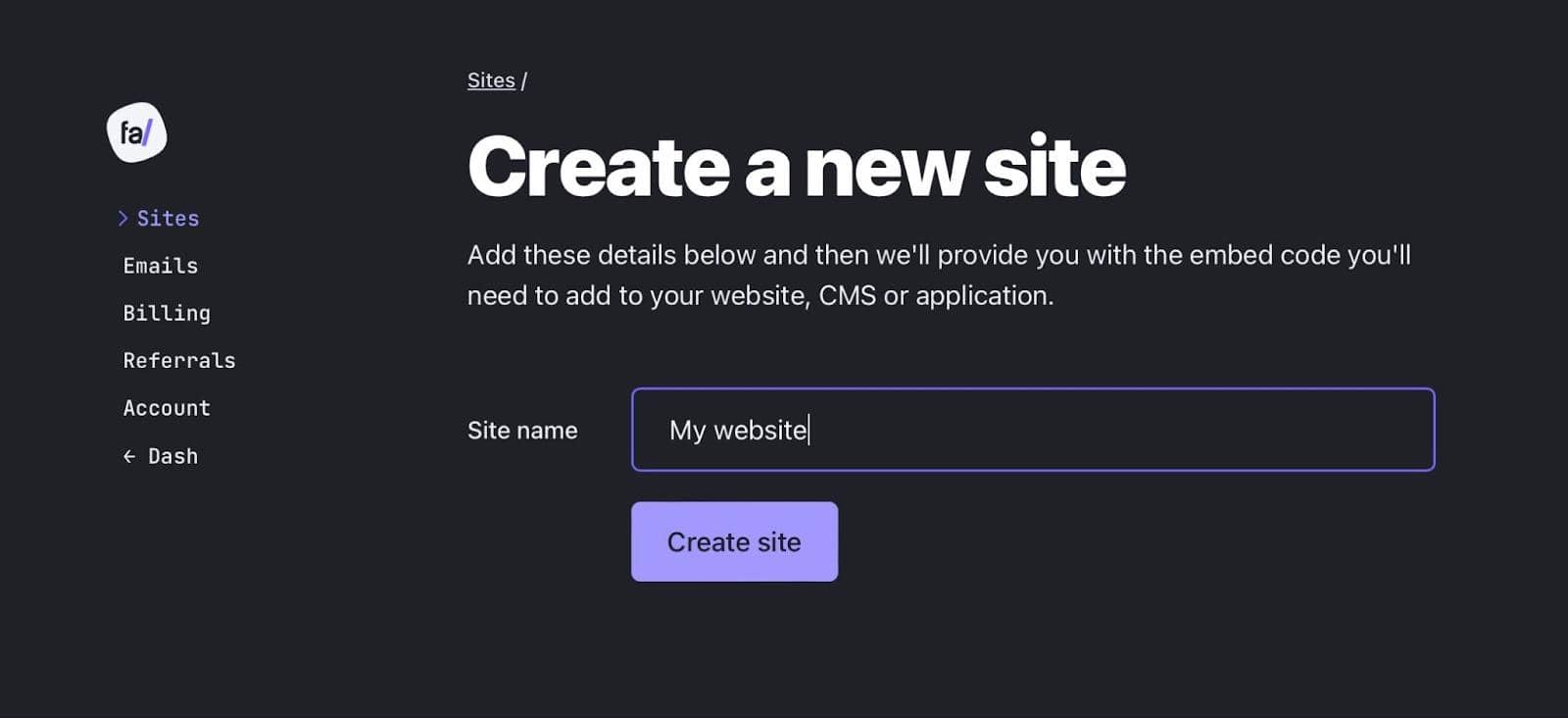 create new website
